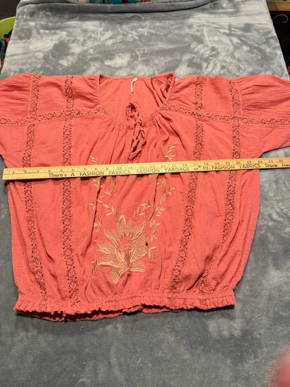Free People Terracotta Maria Maria Lace Blouse size L - Picture 4 of 9